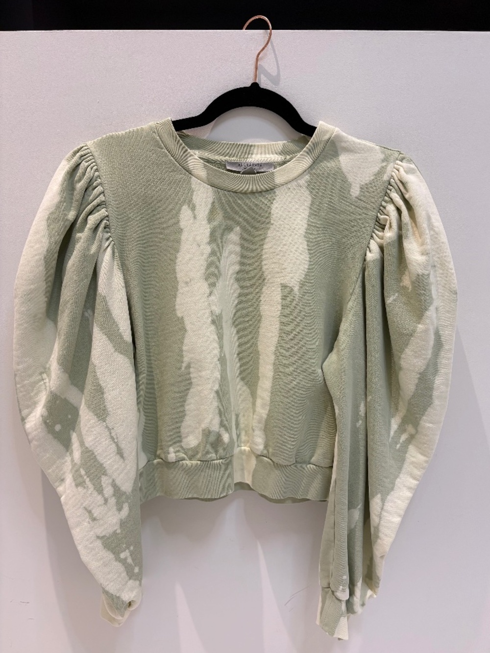 AllSaints Sage Green & White Tie-Dye Pullover Sweater